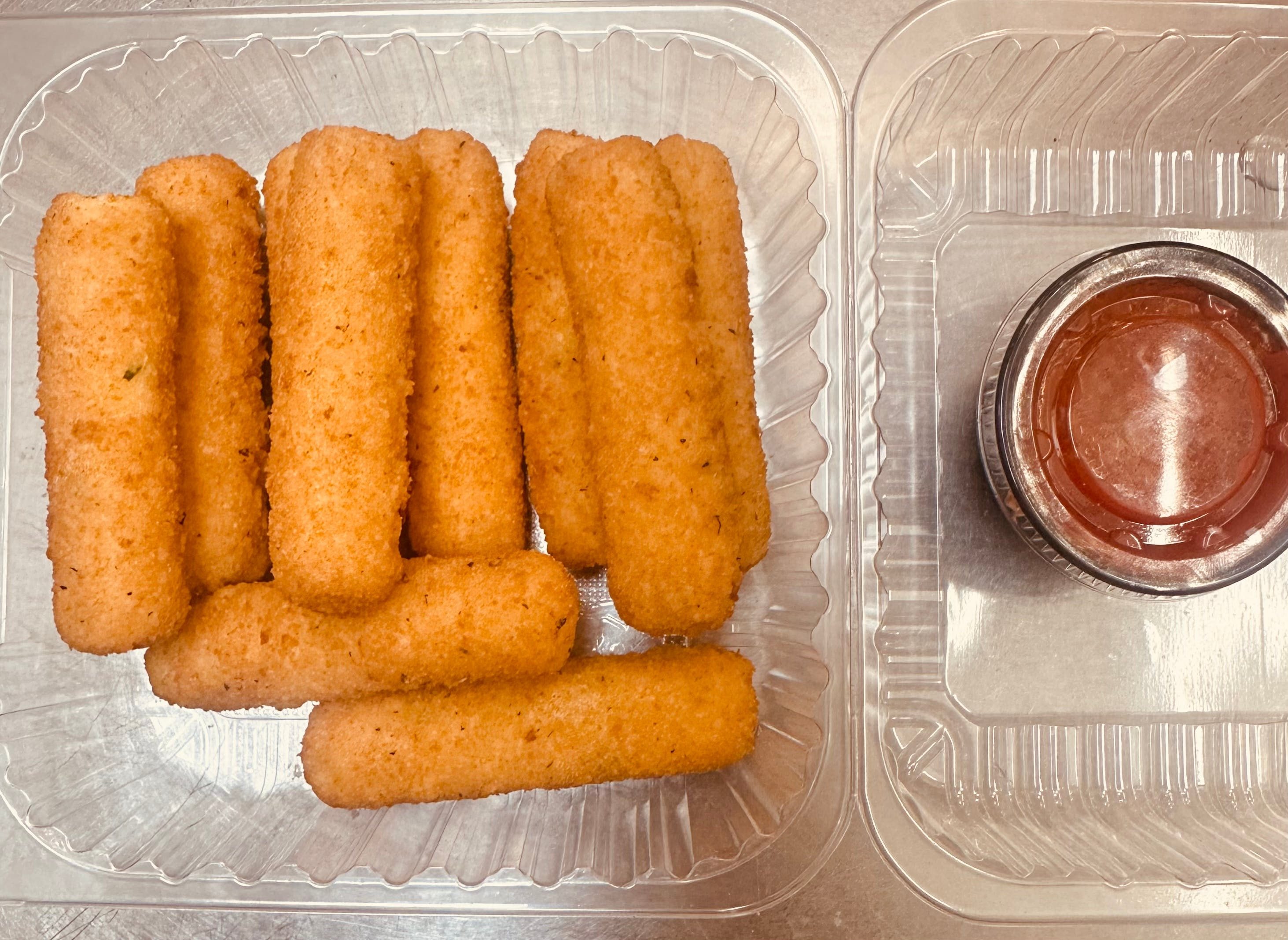 Golden Mozzarella Sticks.
